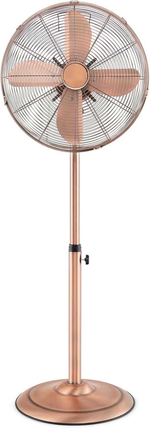 Tangkula 16-Inch Metal Pedestal Fan, Industrial Metal Standing Fan with Adjustable Height, 3 Speeds, 75° Oscillation & 20° Head Tilt, Floor Fan with Weighted Base for Living Room Office (Copper)