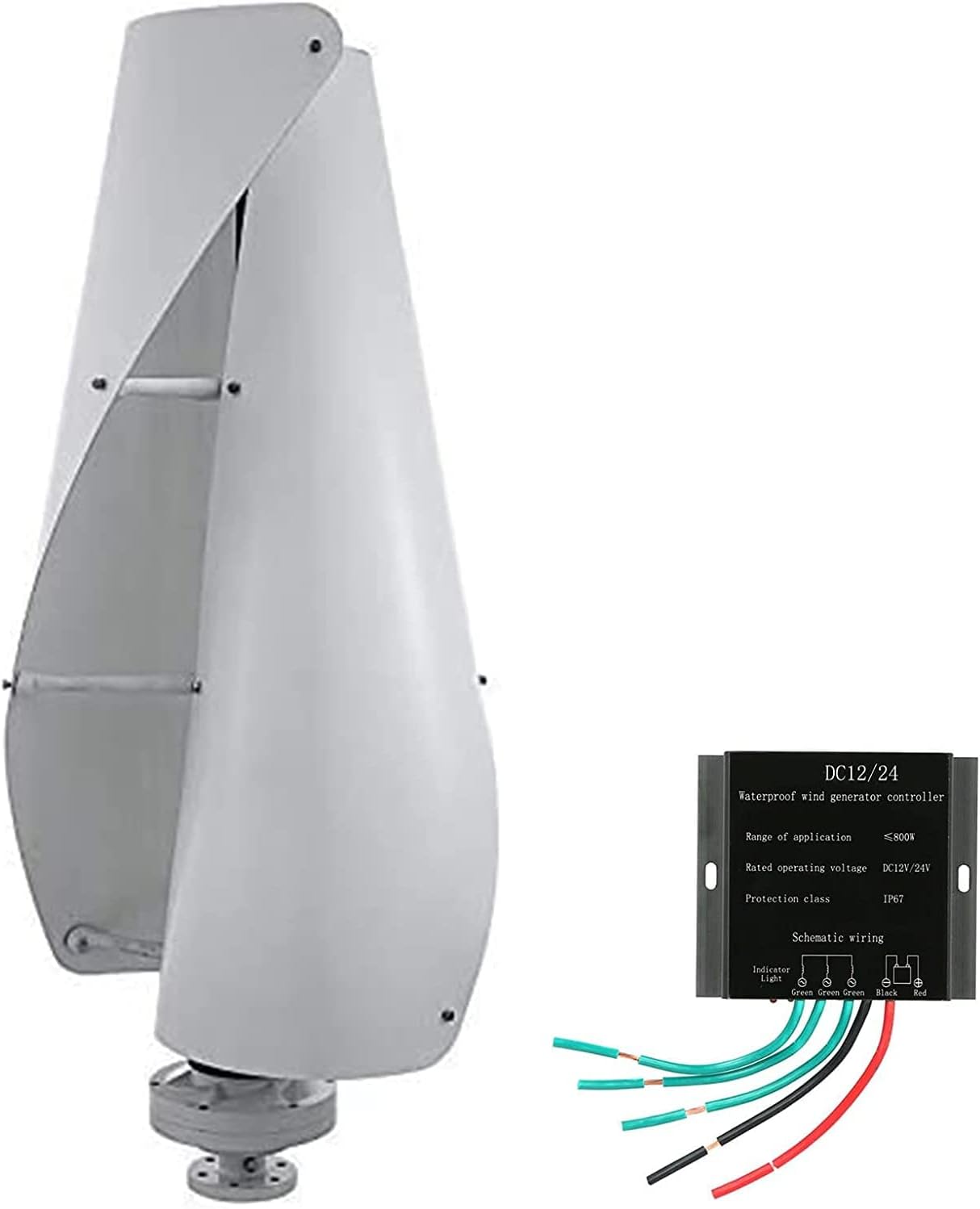 PERON Vertical Wind Turbine Generator, 8000W Helix Magnetic Levitation Axis Windmill with Charge Controller for Home Outdoor Garden Electricity Producer Equipment (48V)