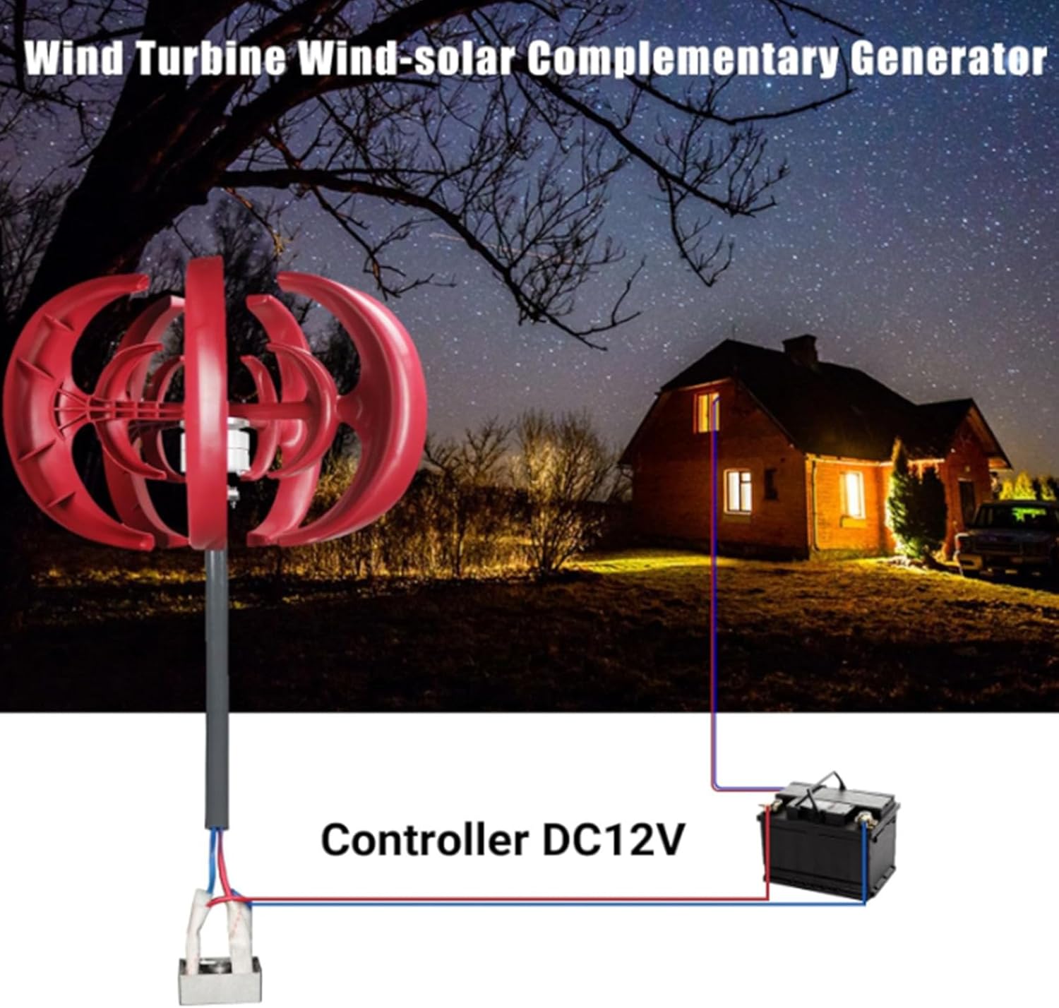 5000W Wind Turbine 5 Blades Magnetic Levitation Wind Turbine Generator Power Generation Equipment for Boats, Patios, Cabins or Mobile Homes Charging (48V)