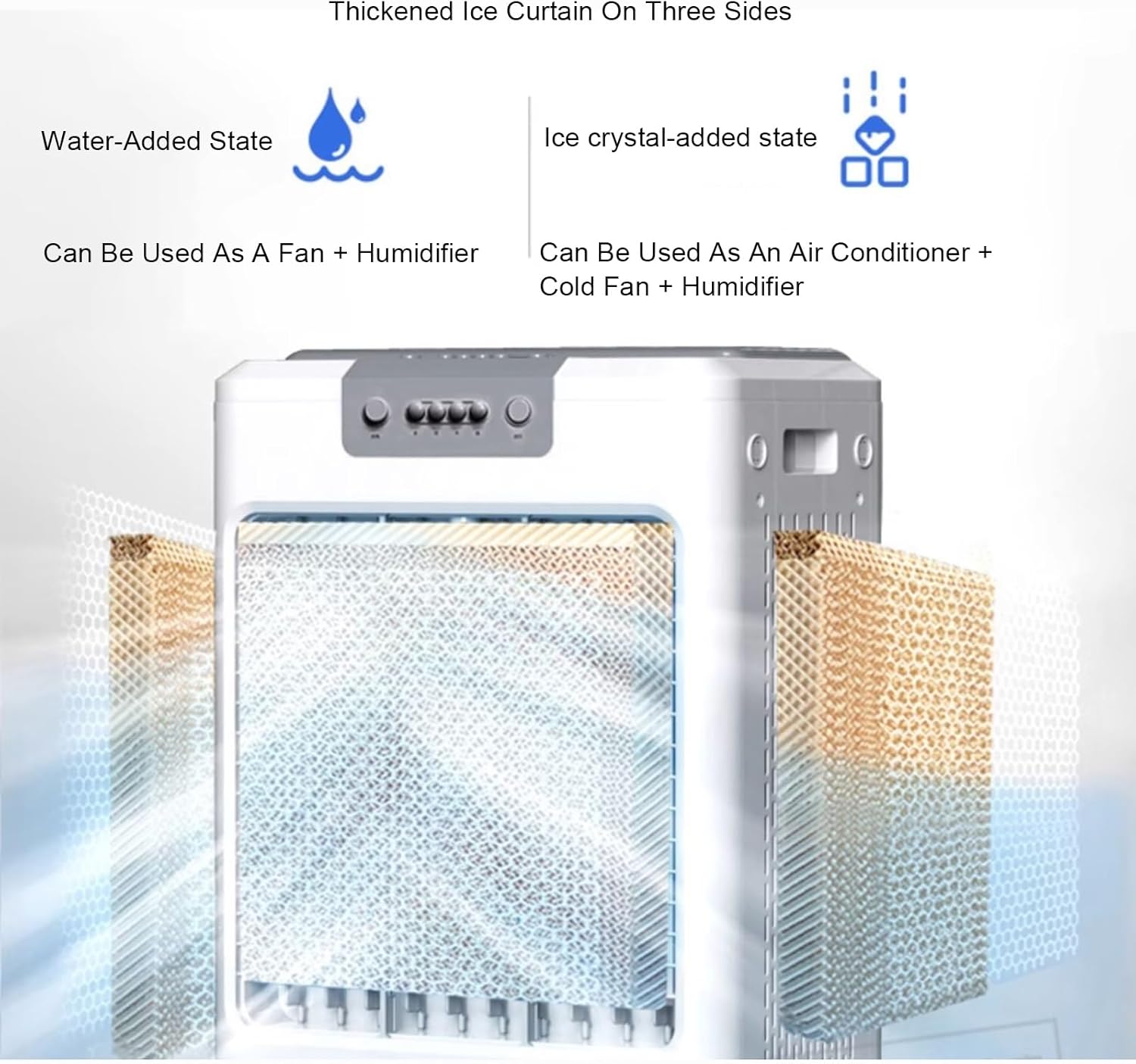 3-IN-1 Indoor Swamp Cooler Air Conditioner, Evaporative Air Cooler with Tank, 120° Oscillation for Room Office Garage