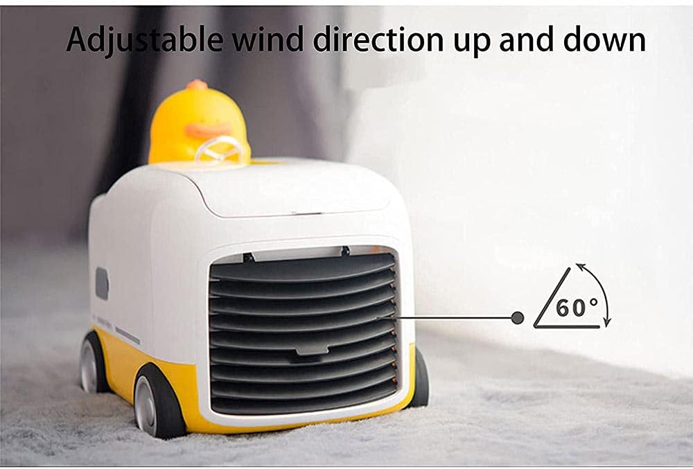 Cartoons USB Portable Air Conditioner Fan Evaporative Cooler Fan,with Night Light Space Cooler Fan Quiet Desk Fan-pink