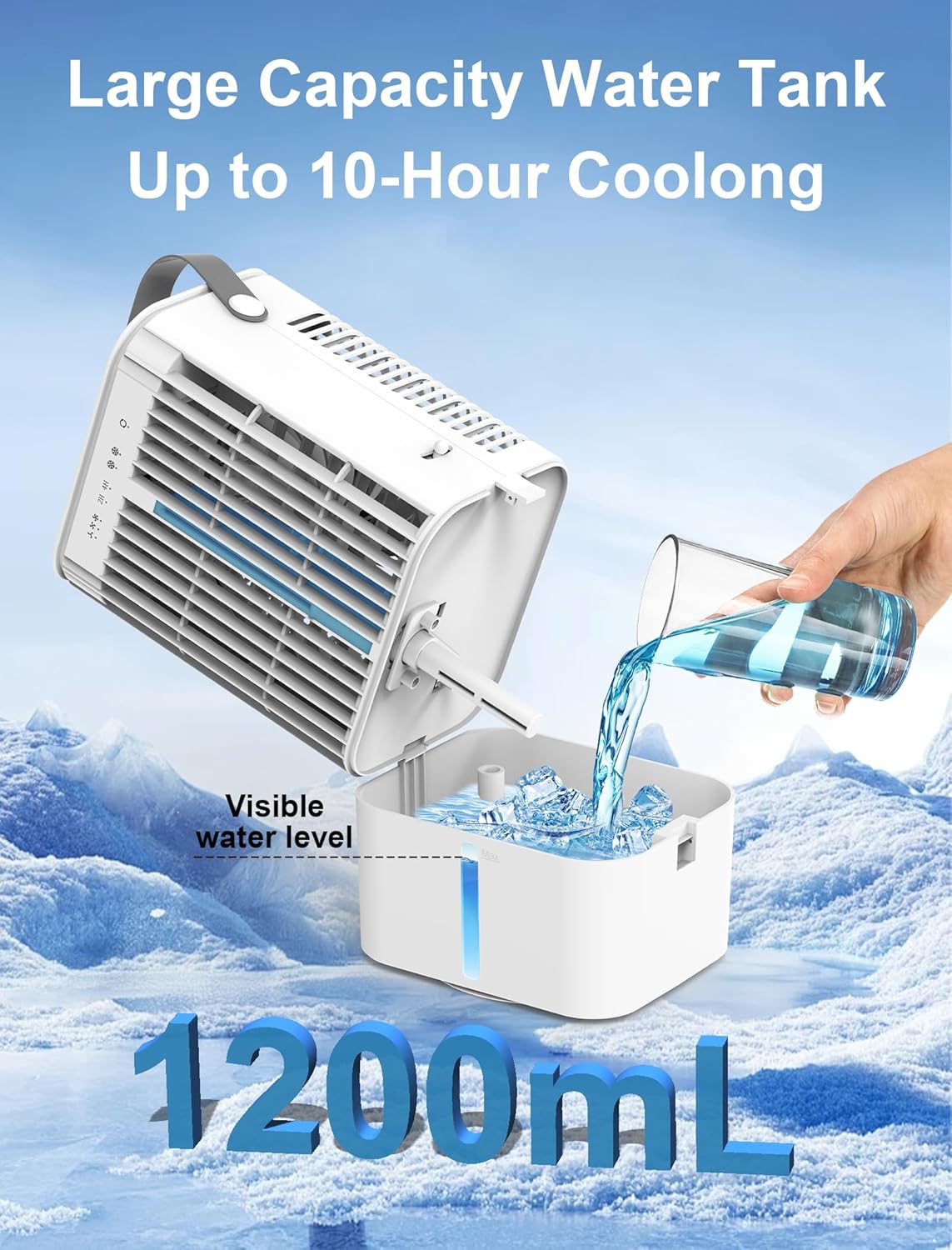 Portable Air Conditioner, 1200mL Evaporative Air Cooler, Personal Mini Air Conditioner with 3 Speeds & 2/4H Timer, 120° Oscillating Portable Ac Unit Fan Small Air Conditioner for Home Office Room