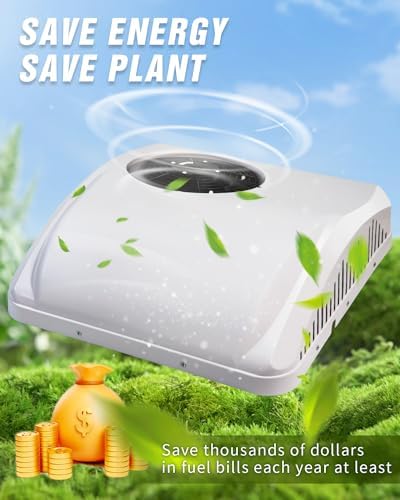 12V DC RV Roof Air Conditioner, 12 Volt Cooling and Heater Systems AC Unit Fits for RVs, Vans, Semi Truck, Cranes, Car Air Conditioner for Room up to 100 Sq. Ft.