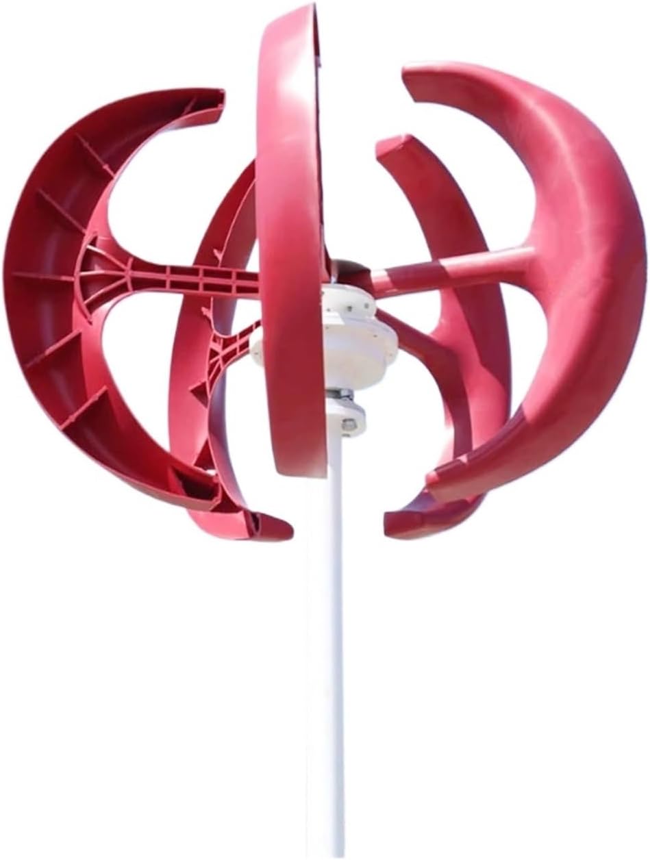 Wind Turbine, Free Energy 5KW Low Noise Small Wind Turbine nerator for Home 5000W 12V 24V Vertical Axis Windmill(Red,12V_5000W)