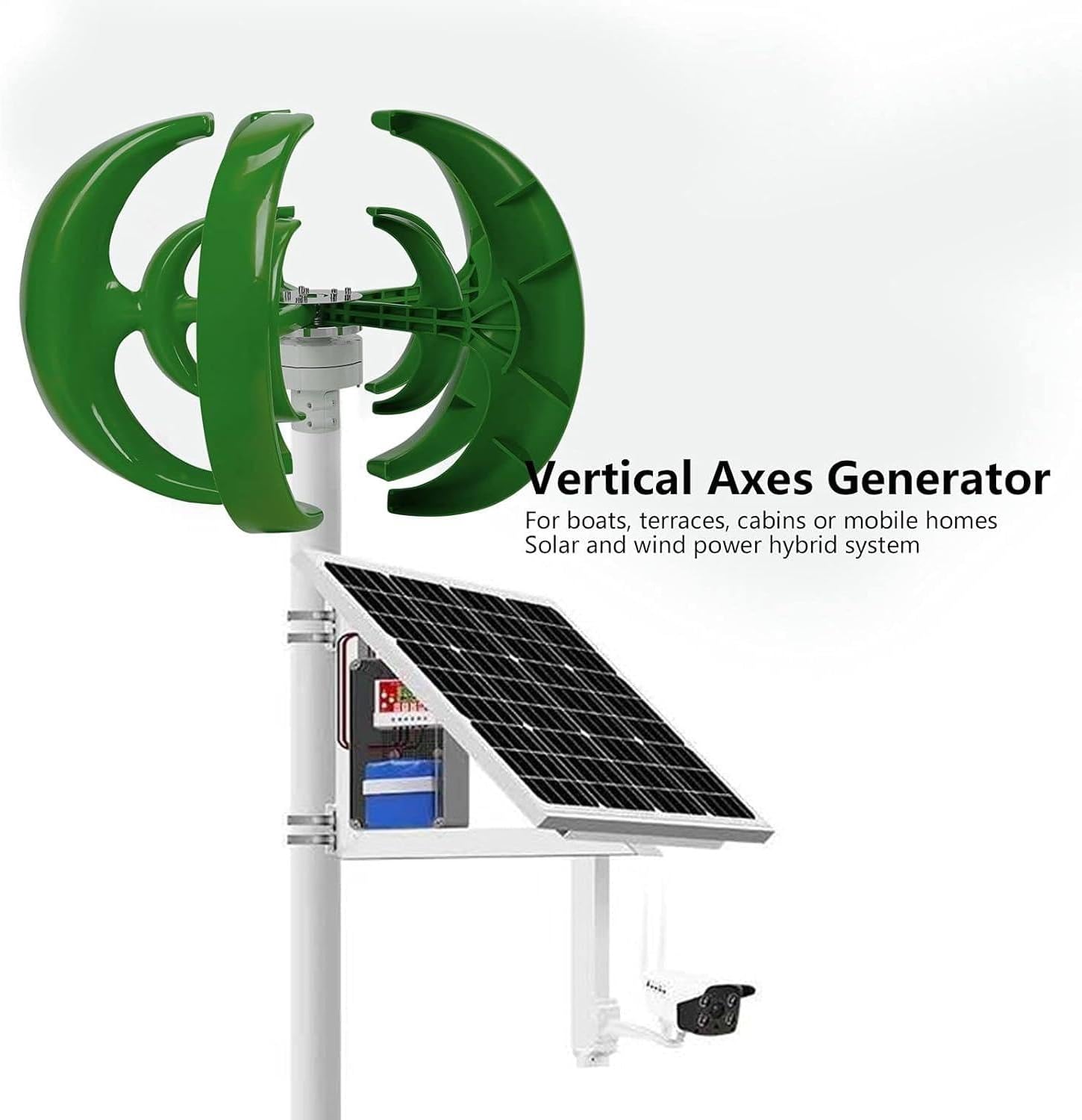 800W Vertical Axis Wind Turbine Generator Kit for Home & Camping, Noiseless with MPPT Controller, 12V/24V Green Energy Solution, Eco-Friendly Power Generation