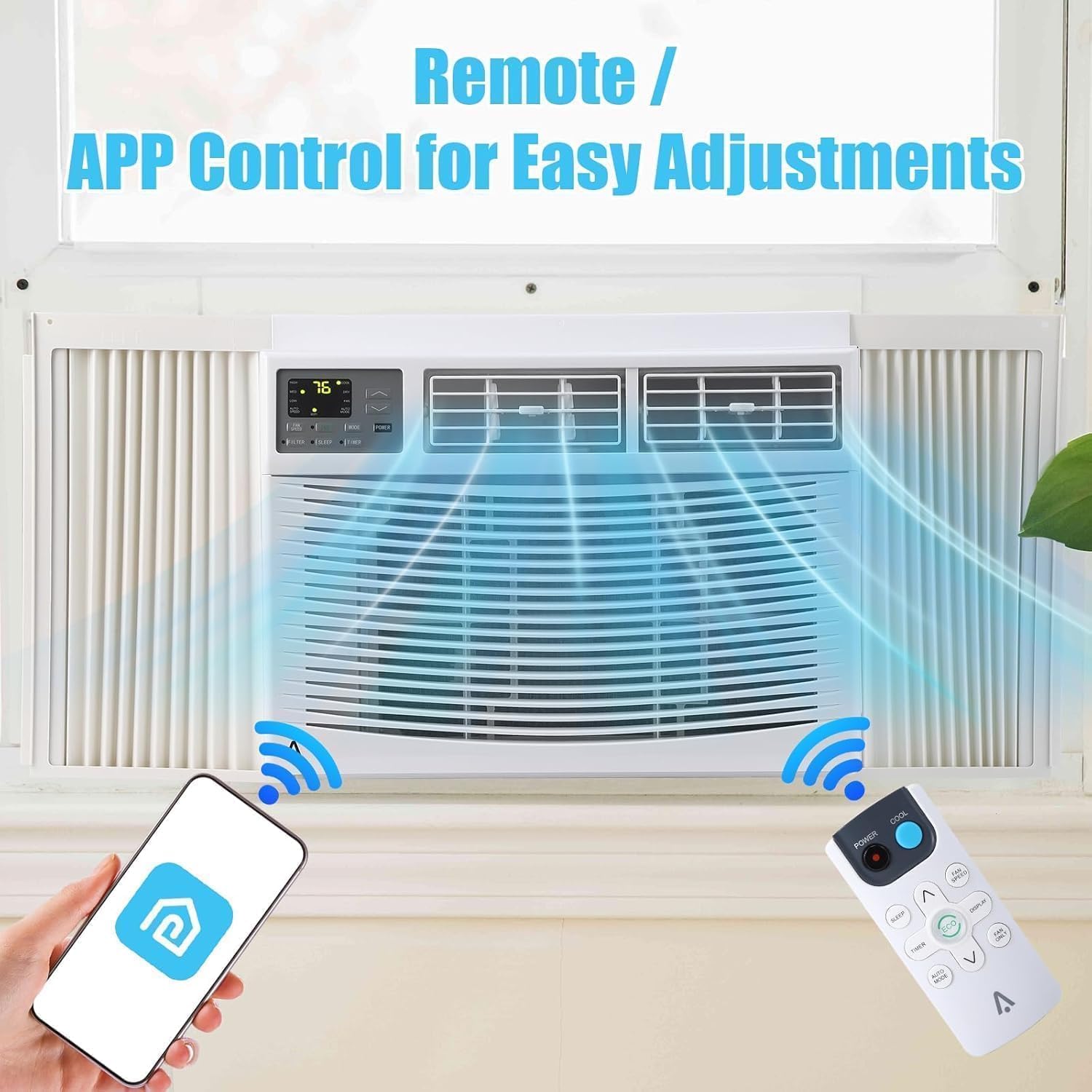 Window Air Conditioner, 12,000 BTU Window AC, Cools Rooms up to 550 Sq.Ft, 3-Speed Fan, WiFi Enabled, Energy Saving, Auto Restart, Sleep Mode, 24-Hour Timer Included