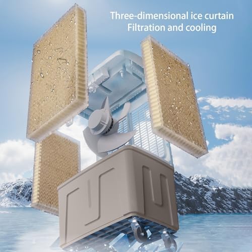 Portable Air Conditioners, 120°Oscillation Three Wind Speed Evaporative Cooler, Large Water Tank Air Cooler for Room Office(65.5 * 44.5 * 114.5cm)