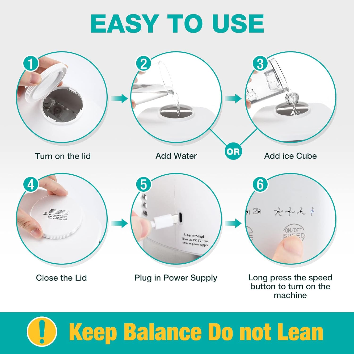 ele ELEOPTION Portable Air Conditioners with 4 Speeds 7 Colors, Mini Ac Unit for Bedroom Air Cooler for Room Car Ac for Outdoor Camping Small Desktop Cooling Fan USB Powered