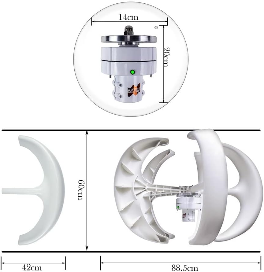 Wind Turbine, Low Speed 2M/S 12V 24V AC 400W Vertical Wind Turbine Generator Home Windmill Kit MPPT Controller for BOAD Light Battery(White,24V)
