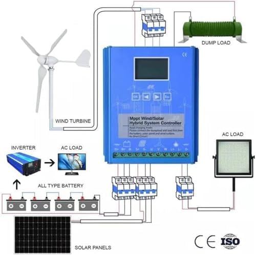 1200W Wind Solar Hybrid Charge Controller - 24V/48V Intelligent LCD Display Regulator for Wind & Solar Power Systems, Efficient Energy Management Accessories
