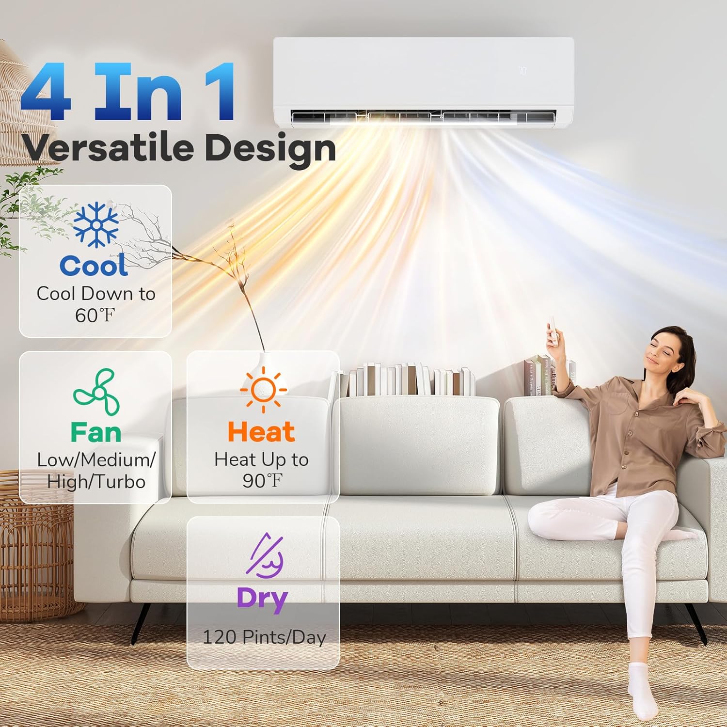 DORTALA 24000 BTU Mini Split Air Conditioner, 25 SEER2 208-230V Wifi Enabled Inverter Ductless Wall AC Unit & Heater with Remote, Installation Kit, Pre-Charged Heat Pump System for Alexa, White