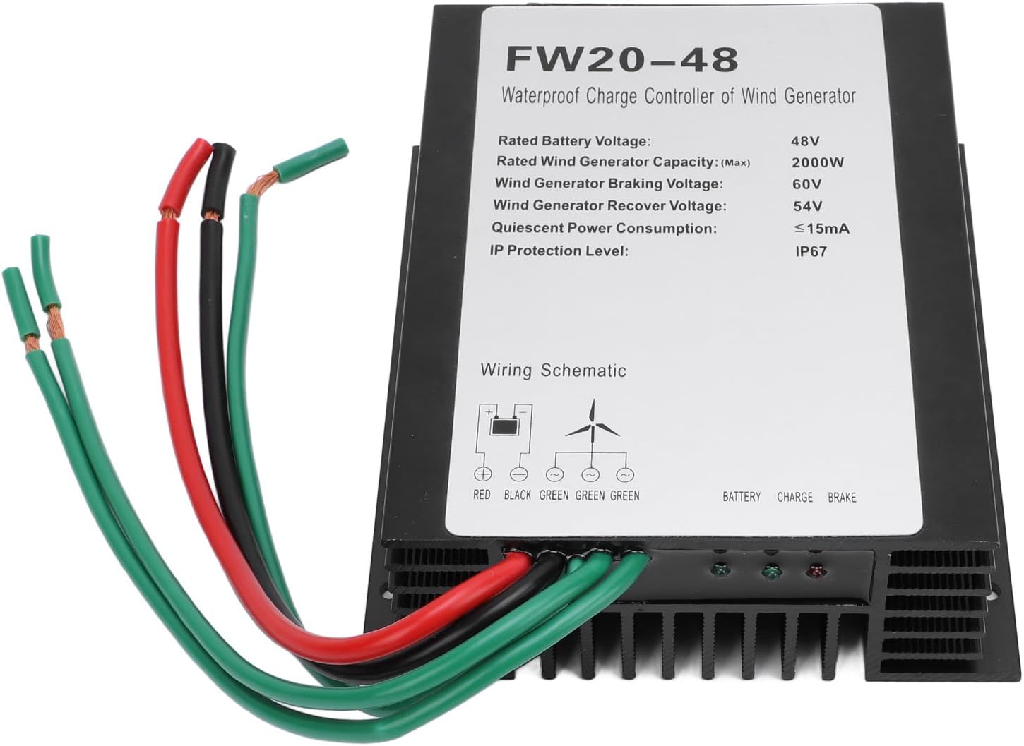 MPPT Wind Turbine Charge Controller 48V IP67 Water , Automatic Braking for 2000W Wind Turbine - Advanced Heat Dissipation, Reliable Protection, Ideal for Renewable Energ