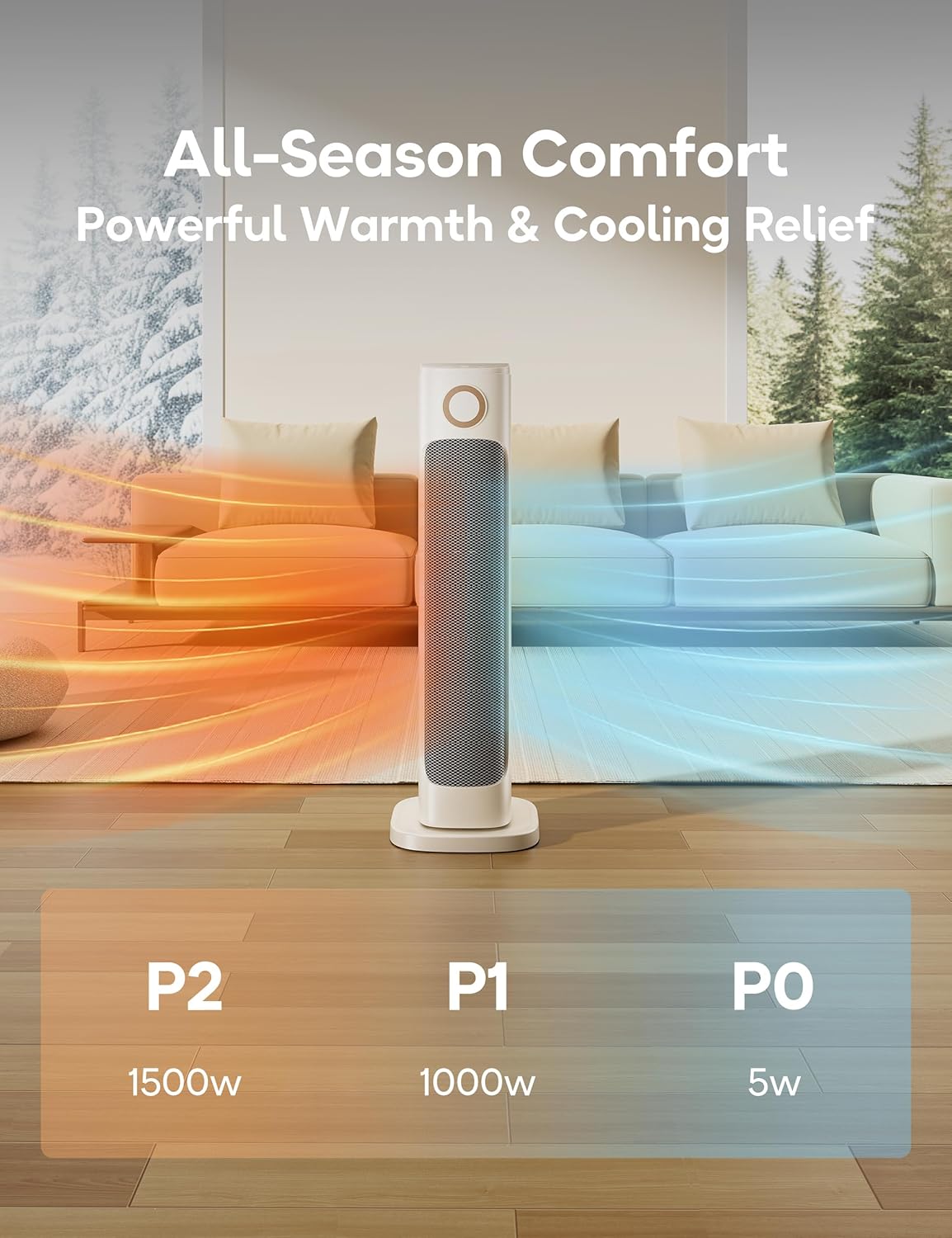 Patio Heater And Fan Combo for Indoor Use,Space Backyard Room Indoor,1500W Tower Portable Electric Space Outdoor with Remote,Infrared Heater,15H Timers,Quiet,for Office, White