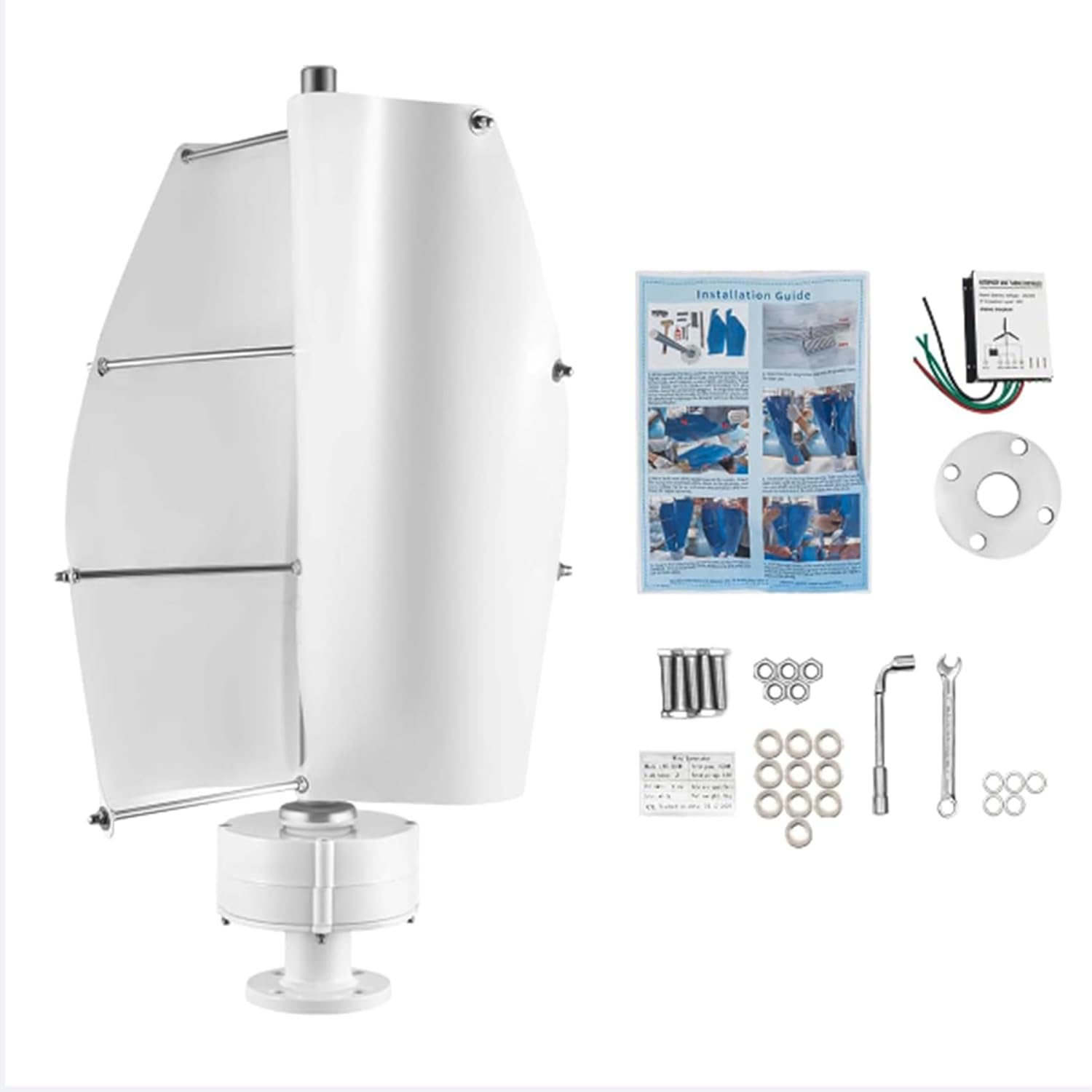 Low Noise Wind Turbine Generator, 12V 24V 48V 9000W Wind Turbine Generator with Mppt Controller for Home Garden Use,220V