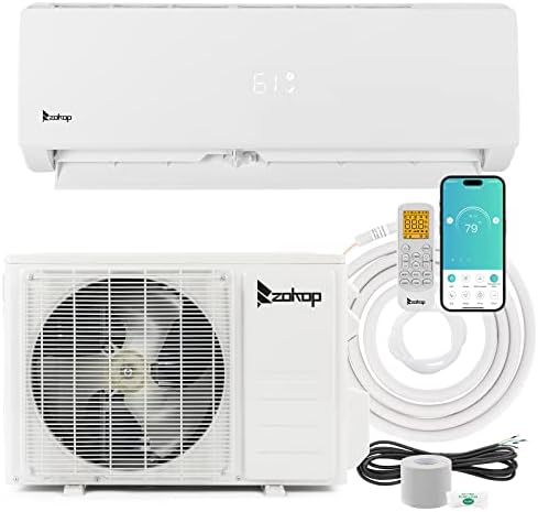 Winado 9,000 BTU Mini Split Air Conditioner Inverter, 19 SEER 115V Energy Saving Split-System AC w/Pre-Charged Condenser, Heat Pump, WIFI Remote Control, Installation Kit, Cools Up to 450 Sq. Ft.