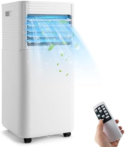 DORTALA Portable Air Conditioners 10000 BTU, AC Cooling Uint with Dehumidifier, Remote Control, 24H Timer & Window Kit, Stand up Air Conditioner for Bedroom, Dorm, Cools up to 350 sq.ft, White