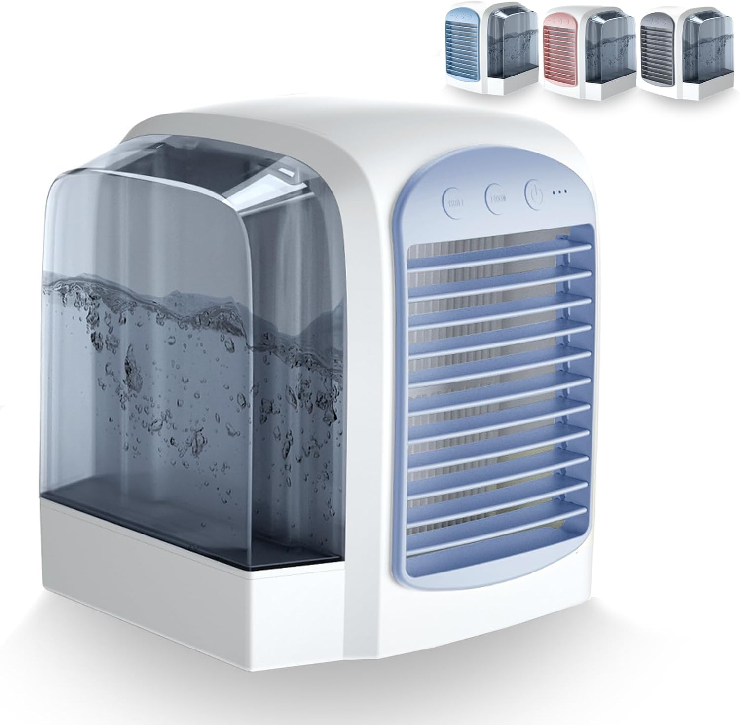 2025 Upgraded Portable Air Conditioner - 4-in-1 AC with Ice Mist Technology, 3 Speeds, 380ml Tank, Ultra-Quiet for Home, Office, Bedroom, Travel (Blue)