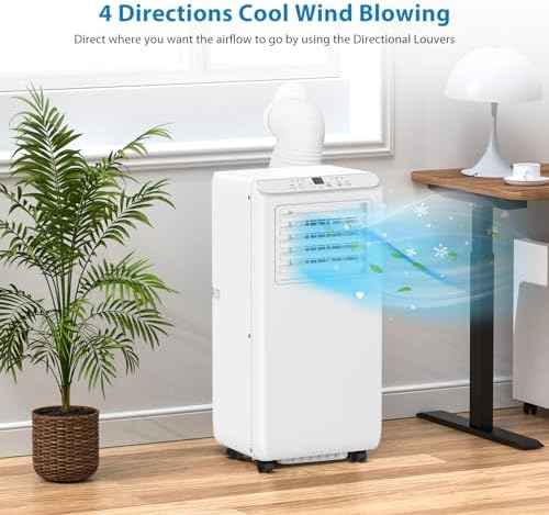8000 BTU Portable Air Conditioner, Cools Up to 350 Sq.Ft, 3-In-1 Room Air Conditioner With Dehumidifier & Fan, Easy Install Kit for Home