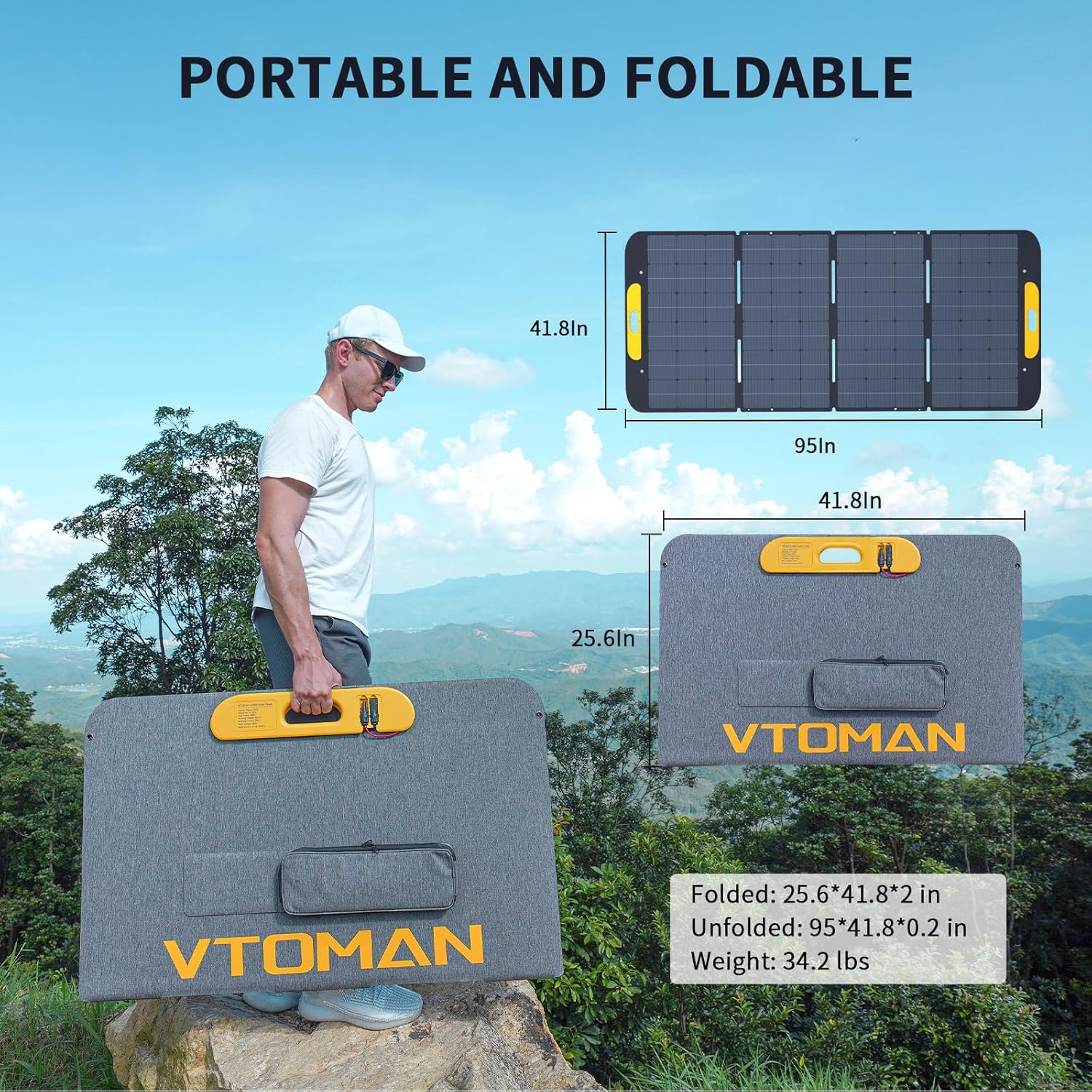 VTOMAN FlashSpeed Pro 3600 Portable Power Station, 3096Wh LFP Battery Solar Generator with 200W Solar Panel, 2Hr Fast AC Charge, 23% Efficient, UPS Home Backup with Wheels, for Outdoor RV Emergency