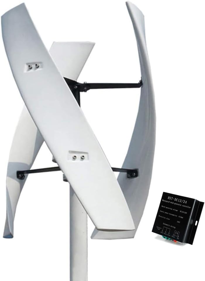 3000W Low Wind Speed Vertical Axis Turbine Generator 12V 24V 48V 220V with MPPT Controller Portable Wind Turbine Kit for Hybrid Wind Solar System (White)