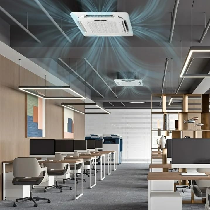 Bonnlo 23000 BTU Ceiling Cassette Air Conditioner with Inverter & Remote Control, 23 SEER2 Ductless Mini Split AC/Heating System with Pre-Charged Condenser, Heat Pump & Installation Kit, 230V