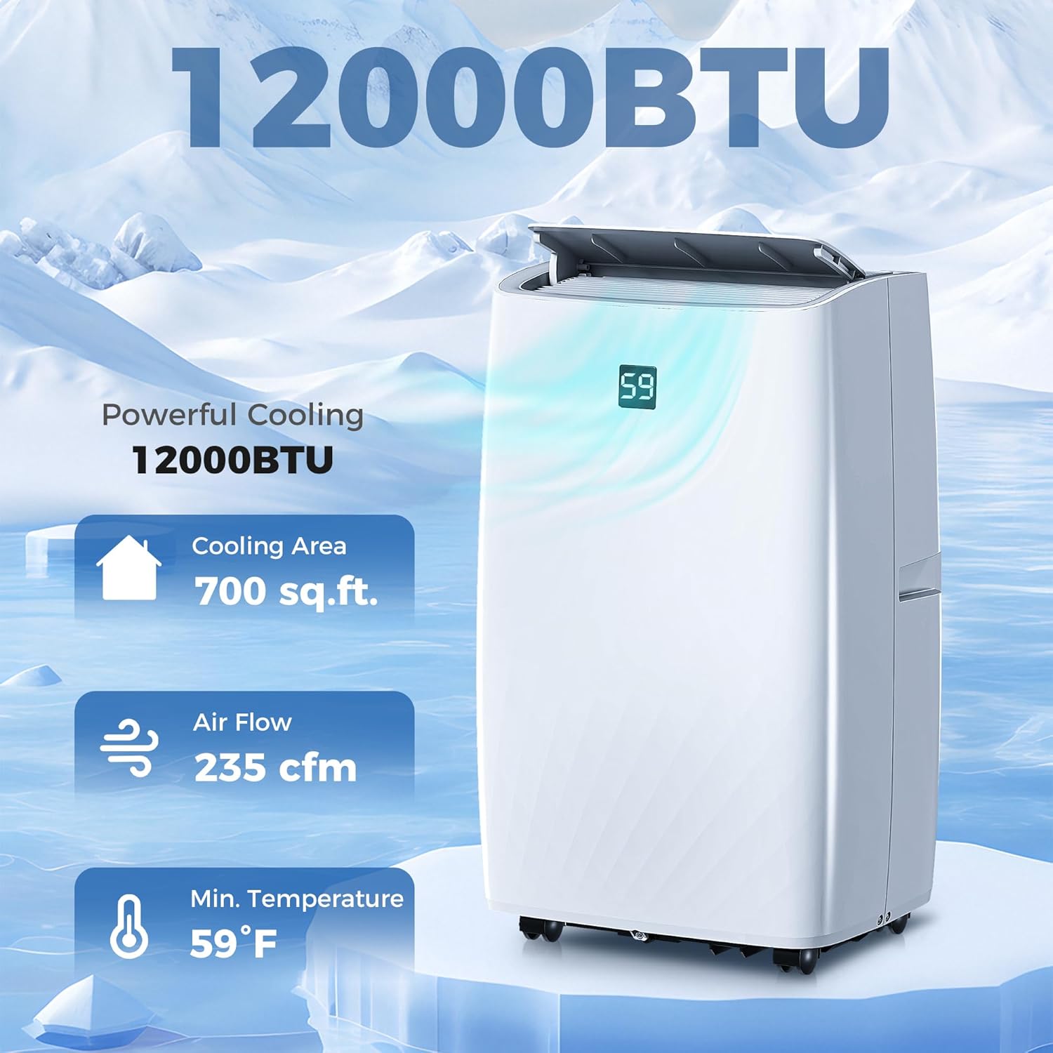 HOMCOM Portable Air Conditioner, 3-in-1 14000 BTU AC Unit with Cool, Dehumidifier, Fan, for Room up to 700 Sq. ft, 24H Timer On Off, 3 Speeds, Auto and Sleep Mode, Remote Control, Window Kit