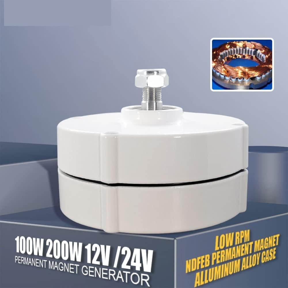 Wind Turbine, New Energy Wind Turbine and Water Turbine Low Speed 100W 200W 12V 24V Gearless Permanent Magnet Generator Horizontal Wind Turbine(Without Base,24V_200W)