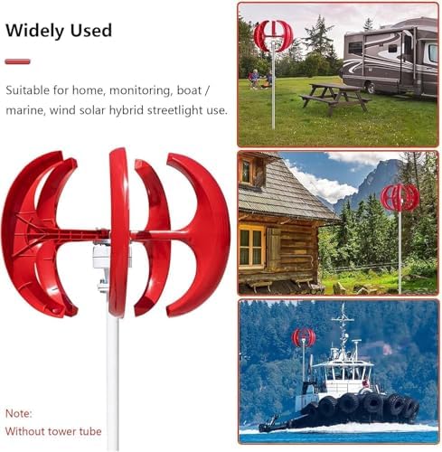 Horizontal Wind Turbine Generator Kits for Home Use - 400W 600W 800W 1000W 1200W, Quiet Vertical Design, 5 Blades with Battery Charging Controller