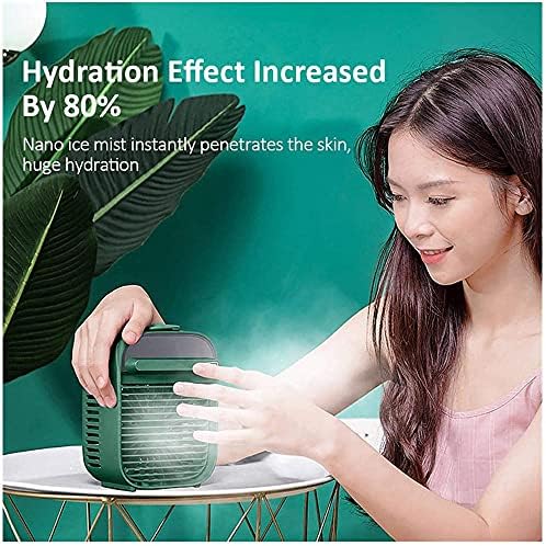 Upgrade Mini Air Conditioner USB Portable Air Conditioner Household Air Cooler Cooling Humidifying Desktop Air Conditioner Fan-White.