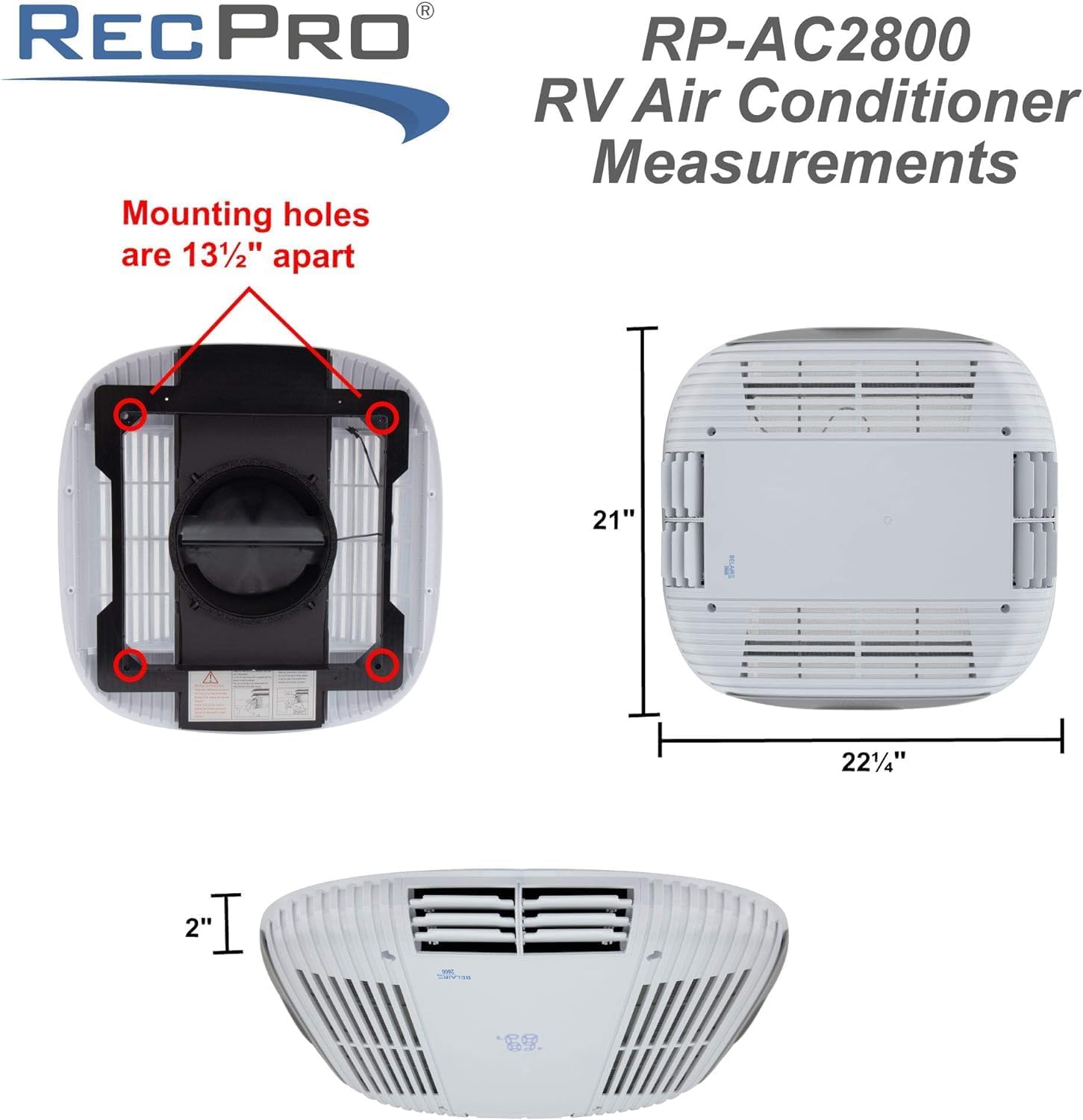 RecPro RV Air Conditioner Low Profile 9.5K Non-Ducted | Optional Heat Pump | Quiet AC | Cooling Only | RV AC Unit | Camper Air Conditioner (Include Heat Pump, Black)