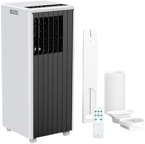 8000 BTU Portable Air Conditioner for Rooms up to 350 Sq.Ft, 3-in-1 Cooling, Dehumidifier & Fan with Quiet Operation, Efficient Cooling, Sleep Mode, 24-Hour Timer & Remote Control, Dark grey