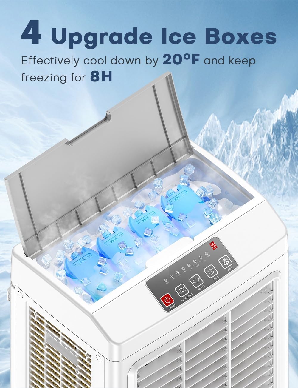 BALKO Evaporative Air Cooler, 2100CFM Windowless Air Conditioner Cooling up to 700 Sq.ft, Swamp Cooler Air Conditioner w/2 Modes & 3 Speeds, 7H Timer & Remote, Portable for Room Garage Patio