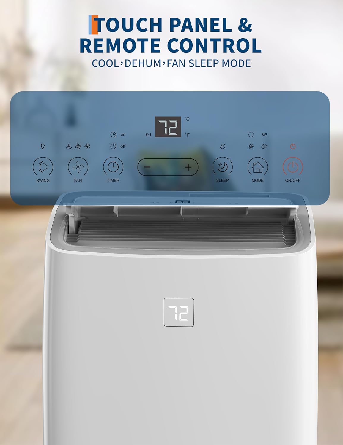 12000 BTU Portable Air Conditioner, 3-in-1 Portable AC Unit with Fan Mode & Dehumidifier, Fast Cooling AC Unit with Remote Control & 24 Timer for Large Room up to 550 Sq.