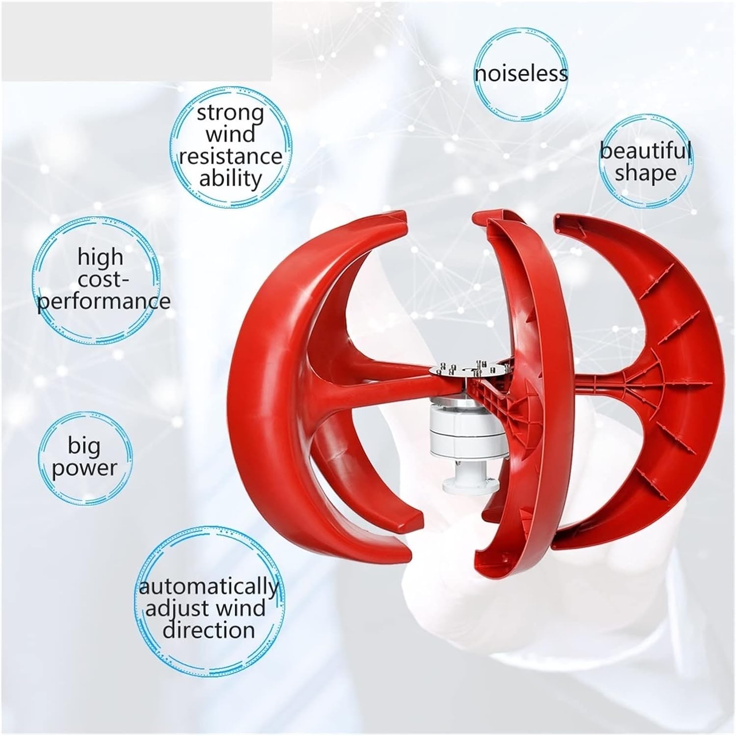 Wind Turbine, Wind Power Turbines Generator 5KW12/24/48V 5 Blades Generator Lantern Wind Turbines Vertical Axis for Streetlight Controller(with Controller,48V)