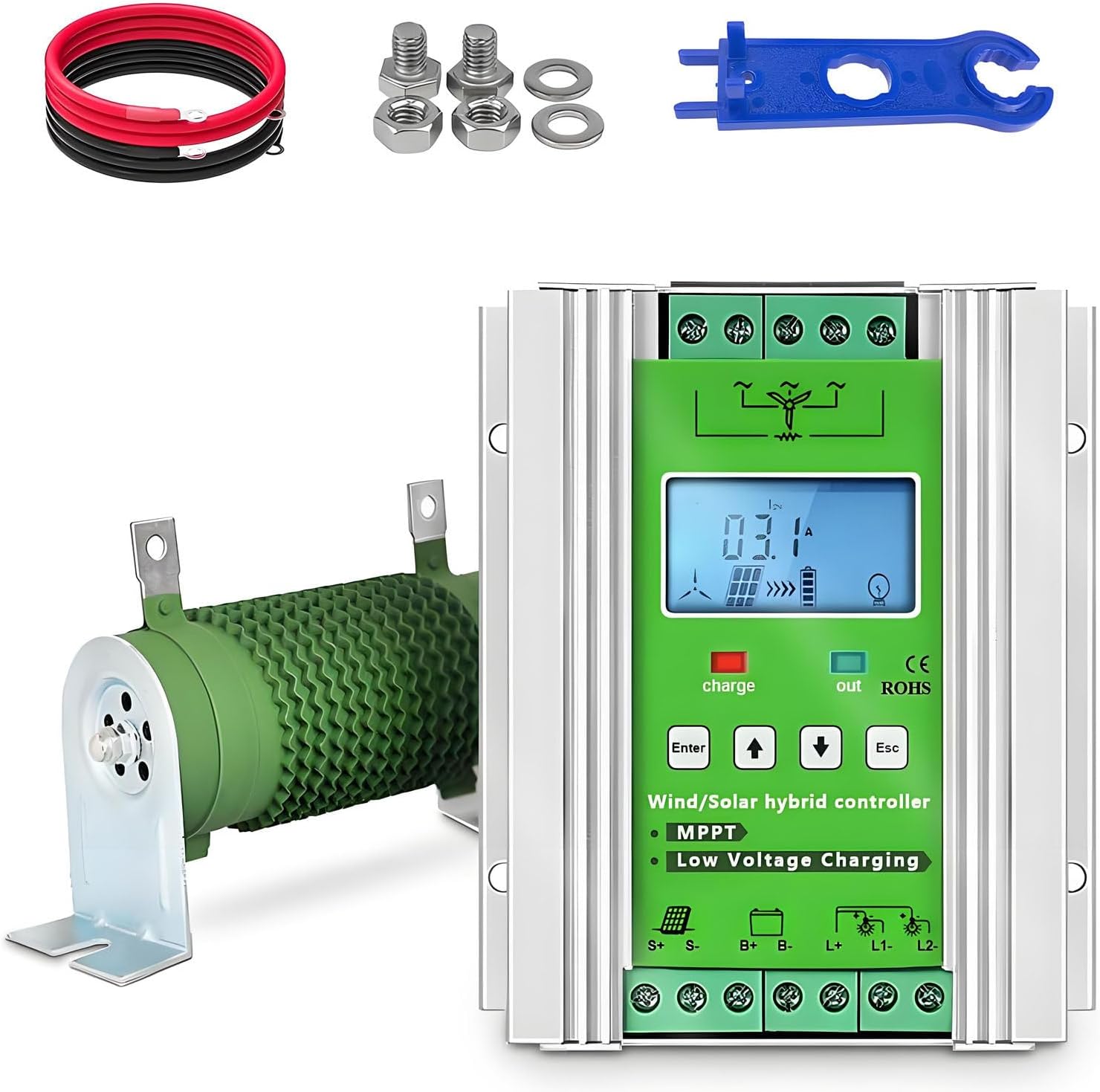 16000W Turbine Generator Controller,Wind Solar Hybrid Charge Controller,with Dump Load,MPPT Boost Charge Regulator,with LCD Display,for Home,Boat,Street Light 48V