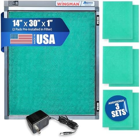 14x30x1 Polarized Media Electronic Air Filter - High Air Flow - Homeowner Installed - 1-Yr Supply of Replacement Pads - Simply Replace Your Current AC/Furnace Air Filter and PLUG IT IN!