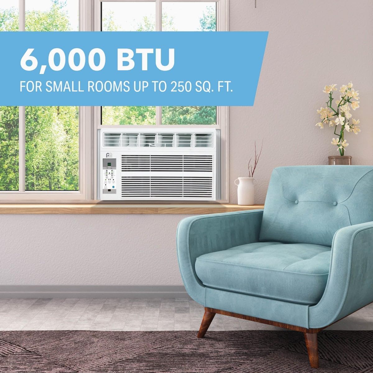 Perfect Aire PAC6000 6000BTU Window Air-Conditioner for Room Size 15.5' x 16', 250 Sq Ft