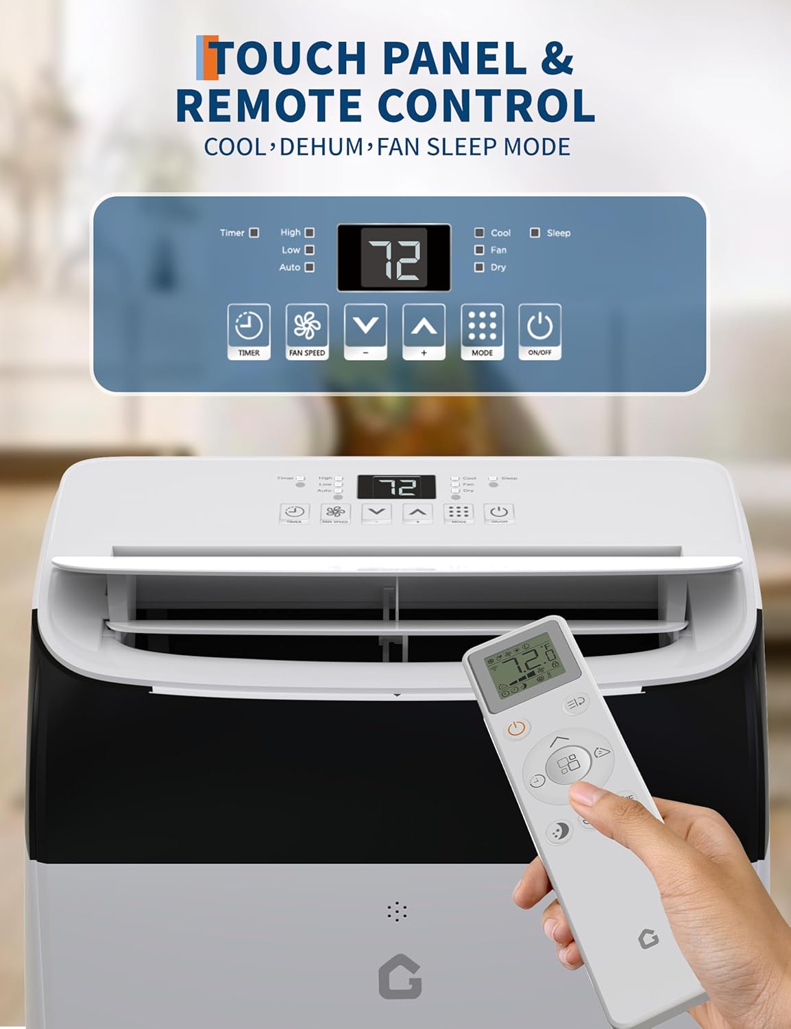 12,000 BTU Portable Air Conditioners Cools 550 Sq.Ft, 3-in-1 Portable AC Dehumidifier Fan, Remote Control Window Kit, Quiet Portable Air Conditioners for Bedroom 48dB for Home, Office (ASHRAE)