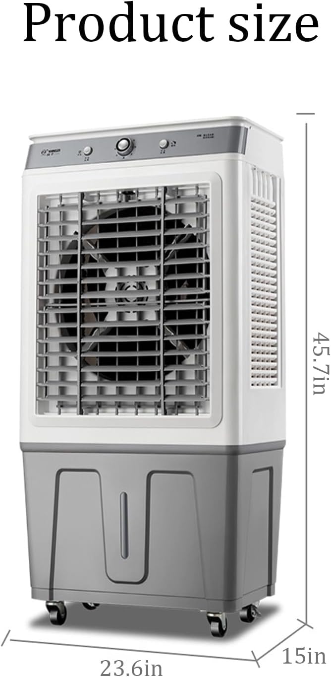 Evaporative Air Cooler,Three Adjustable Wind Speeds Portable Air Conditioner,Household Stand Up Air Conditioner,45L Water Tank,for Hotels, Restaurants, Workshops,supermarkets,etc