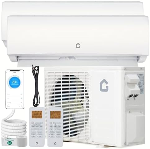 Garvee 2 Zone Mini Split AC/Heating System 28000 BTU (18K+18K), 20 SEER2 Dual Zone Ductless Wall Mounted Air Conditioner with Pre-Charged Condenser, Heat Pump 16.4 Ft Line 208-230V
