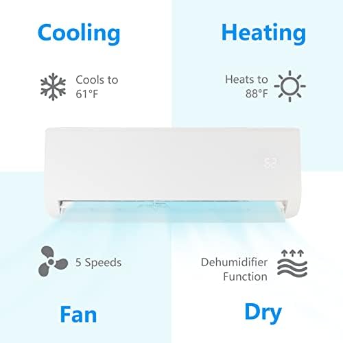 Bonnlo 12000 BTU Mini Split Air Conditioner & Heater, 21 SEER2 230V Inverter Ductless Wall AC Unit for Rooms up to 550 Sq. Ft with Pre-Charged Condenser, Heat Pump & Installation Kit (White)