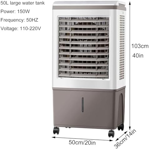 Outdoor Swamp Cooler, Evaporative Air Coolers with Remote Control, 90° Oscillating, 3-Speed Mode, Air Cooler, 50L Large Capacity Water Tank for Indooor Outdoor Use