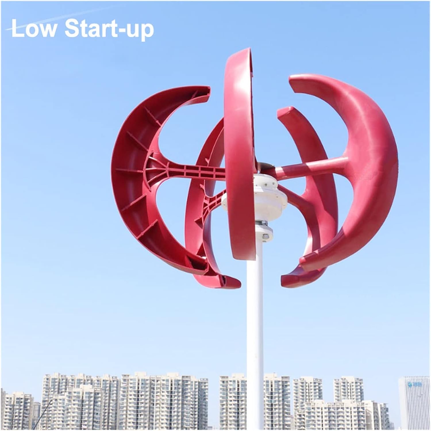 Wind Turbine, Home 3000W Vertical Axis Wind Turbine Generator 3KW 12V 24V 48V with MPPT Controller Small Low Noise Windmill for Streetlights(White with Control,24V)