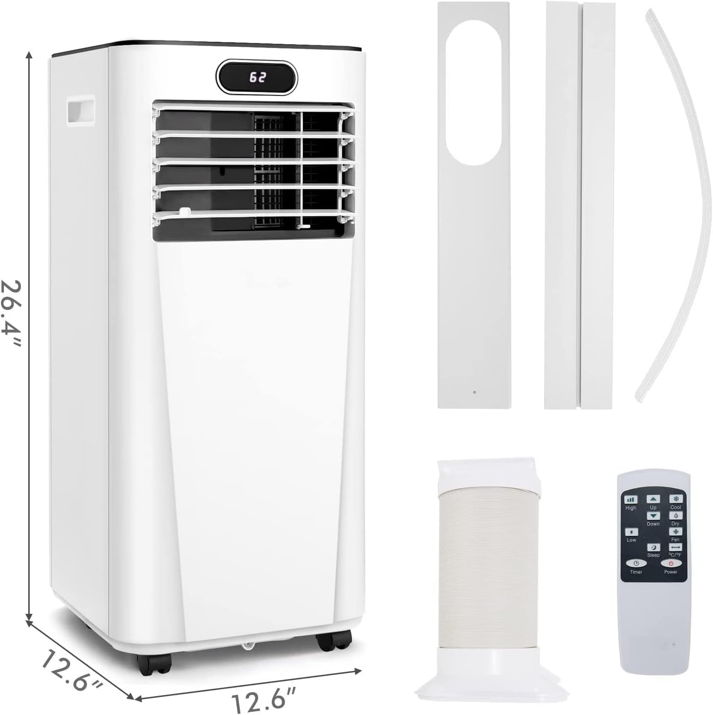 LDAILY 8000 BTU Portable Air Conditioner, 3-in-1 Air Cooler w/Fan & Dehumidifier Mode, Quiet AC Unit w/ 2 Fan Speeds & 24H Timer, 230 Sq. Ft Coverage, Remote Control (8000 BTU, White)