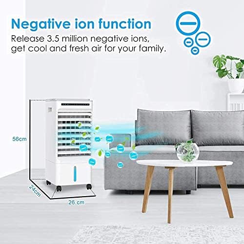 Portable Air Cooler, Mobile Air Conditioner Fan Purifier, Humidifier with Wheels And 5L Dual Water Tank, 3 Modes, 3 Speeds, Remote Control