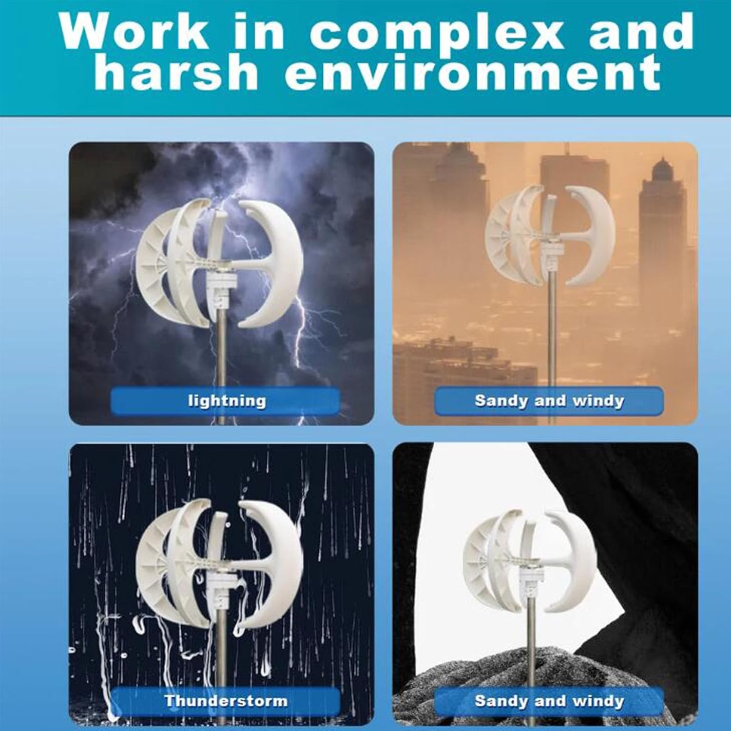 10000W Low Noise Vertical Axis Wind Turbine, 12V 24V 48V Low Start-Up Wind Speed with Controller for Home, Boats, Street Lighting