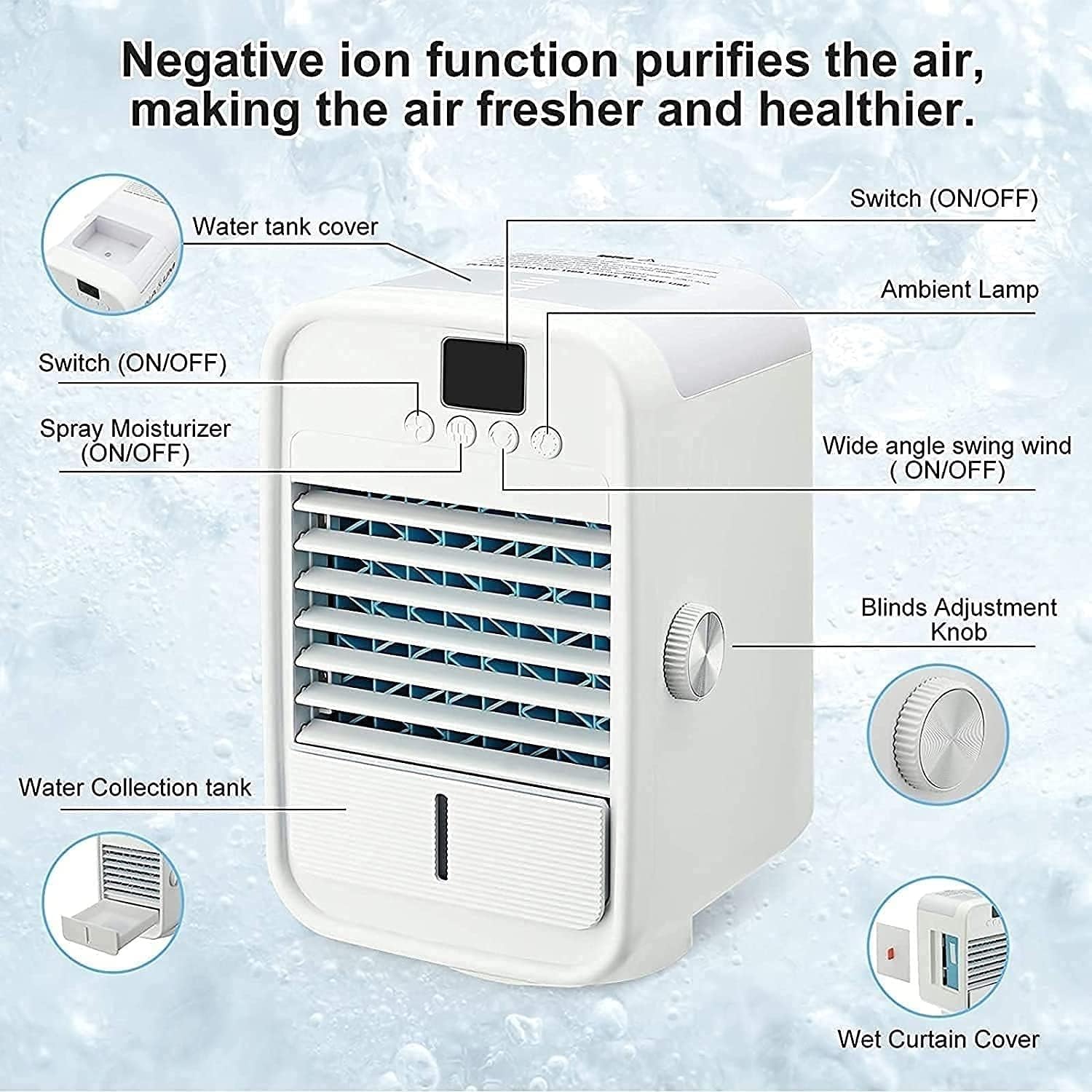 Portable Air Conditioner Fan - Air Cooler Fan, Portable Desktop Cooling Fan, Personal Table Air Conditioner Fan, Ideal for Desktop Office Small Room Dorm