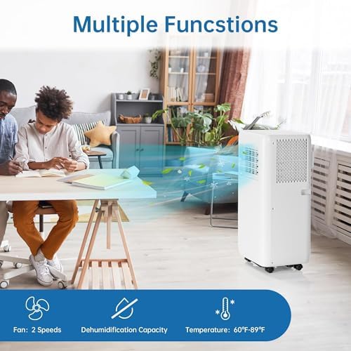 10,000 BTU Portable Air Conditioners - 3-in-1 AC Unit with Cooling, Fan, and Dehumidifier for Home, Kitchen & Office, Remote & 24H Timer