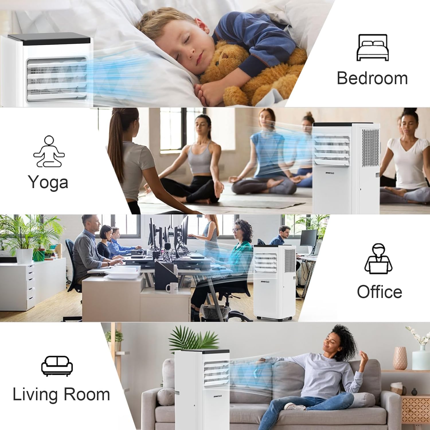 10000 BTU Portable Air Conditioners, 5 Modes Portable AC Cools up to 450 Sq.ft Room Air Conditioner with Remote Control/Installation Kits