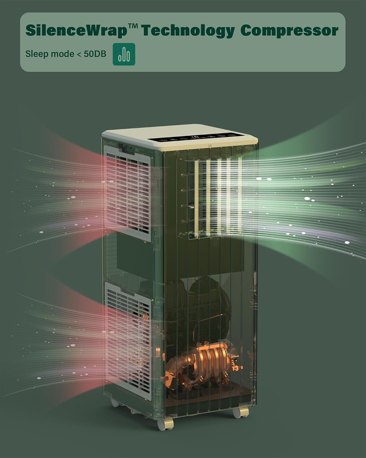 Portable Air Conditioners 8000 BTU,3-In-1 AC Cooling Unit, 2 Speeds, 24H Timer,Energy Savings for Room Bedroom Office, White